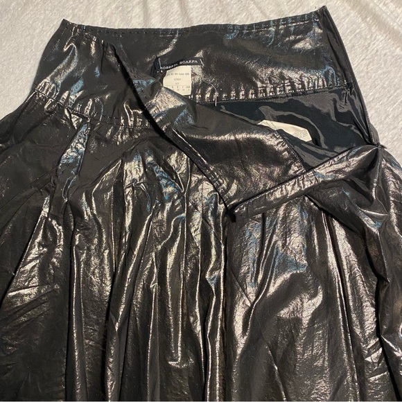 Roberta Scarpa Women's Gun Metallic Grey Pleated Ruffle Skirt Made in Italy - Picture 5 of 10